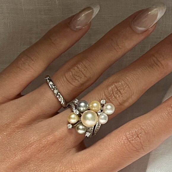 ✨925 Silver Plated Gorgeous Authentic Akoya Pearl Ring 💍 - Picture 1 of 3